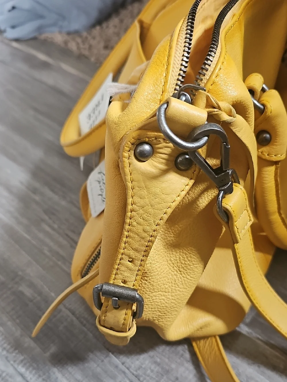 NWT Free People We The Free Baby Emerson Tote Bag Golden Sunset Leather Purse - Picture 12 of 12